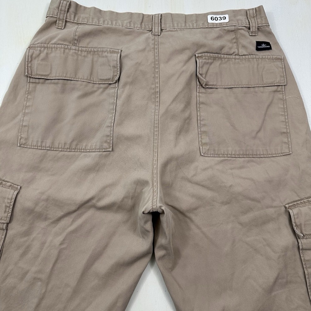 Y2K Dockers Relaxed Cargo Pants Men 34x34 Beige Khaki Army Skater‎ Grunge Cotton